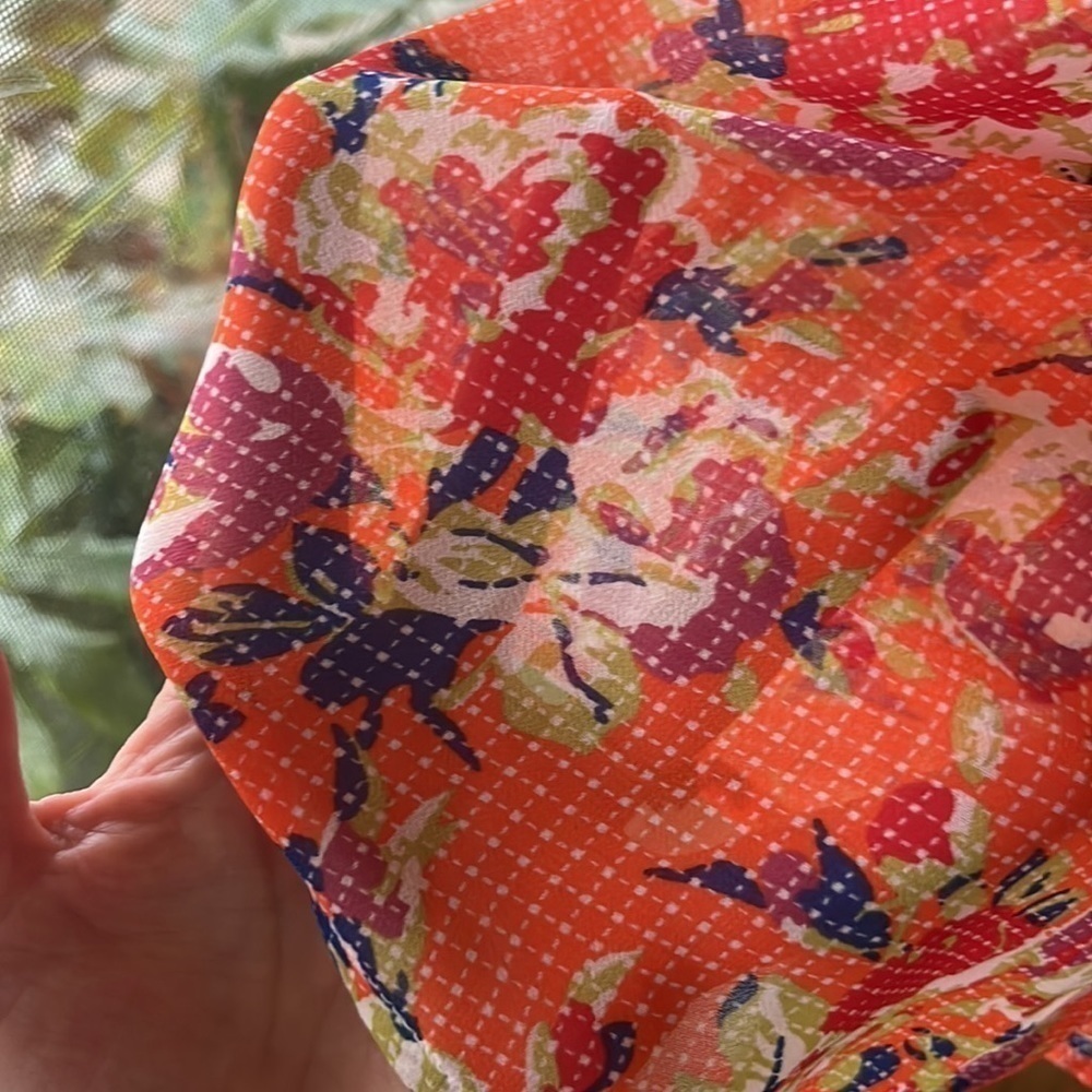 MODCLOTH Be Buzzworthy Floral Print Orange Blouse Size Small - Picture 10 of 16